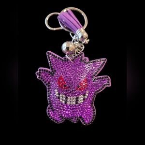 Purple Gengar Rhinestone Bag Charm Keychain